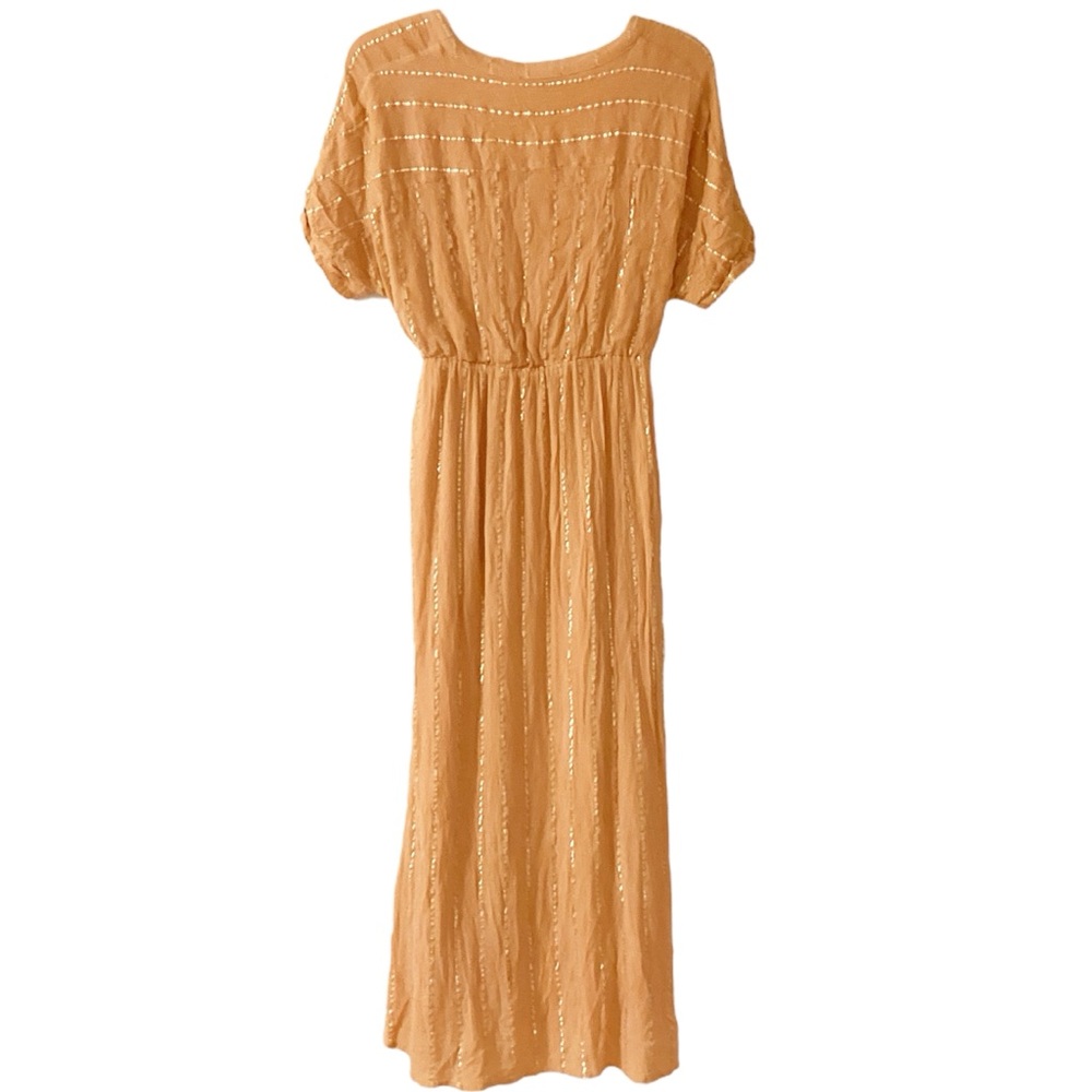 Lulu's Orange and Gold Maxi Dress Elegant Resortwear Size XL Boho Party - Picture 3 of 4